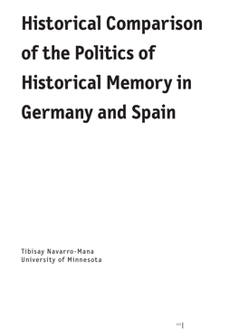 Historical Comparison of the Politics of Historical Memory in Germany and Spain