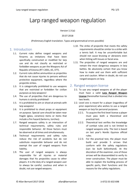 Larp Ranged Weapon Regulation PG: 1/5 Larp Ranged Weapon Regulation