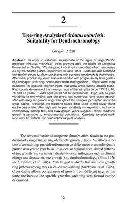 Tree-Ring Analysis of Arbutus Menziesii: Suitability for Dendrochronology