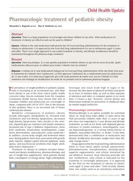 Pharmacologic Treatment of Pediatric Obesity