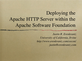 Deploying the Apache HTTP Server Within the Apache Software Foundation