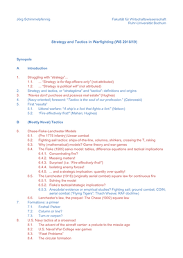 Strategy and Tactics in Warfighting (WS 2018/19)