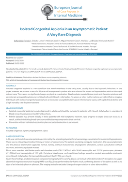 Isolated Congenital Asplenia in an Asymptomatic Patient: a Very Rare Diagnosis