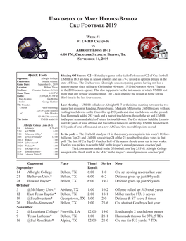 Game Notes-Albright 2019.Indd