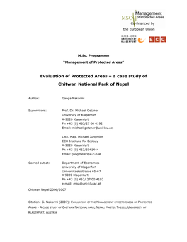 Evaluation of Protected Areas – a Case Study of Chitwan National Park of Nepal