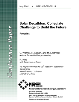 Solar Decathlon: Collegiate Challenge to Build the Future