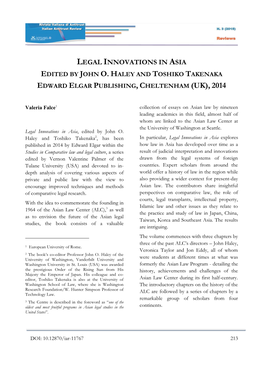 Legal Innovations in Asia Edited by John O