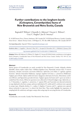 ﻿Further Contributions to the Longhorn Beetle (Coleoptera, Cerambycidae