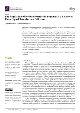 The Regulation of Nodule Number in Legumes Is a Balance of Three Signal Transduction Pathways