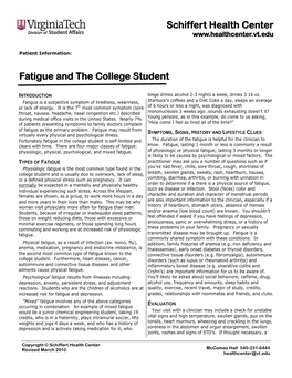 Fatigue and the College Student