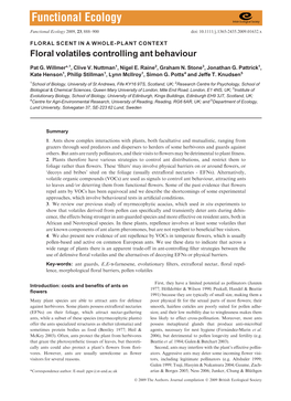 Floral Volatiles Controlling Ant Behaviour