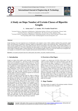 A Study on Slope Number of Certain Classes of Bipartite Graphs