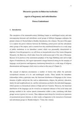 The Conception of the N9ineteenth-Century Habsburg Empire As Polyglssic Society and State Encompassing Dominant and Subordinate