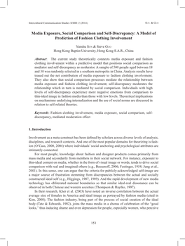 Media Exposure, Social Comparison and Self-Discrepancy: a Model of Prediction of Fashion Clothing Involvement