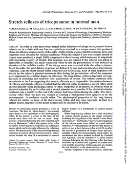 Stretch Reflexes of Triceps Surae in Normal Man