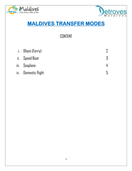 Maldives Transfer Modes