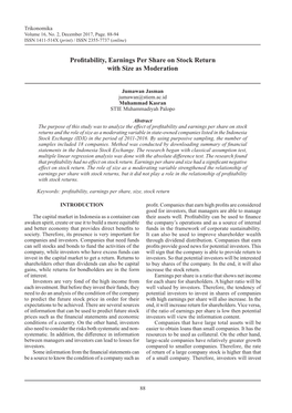 Profitability, Earnings Per Share on Stock Return with Size As Moderation