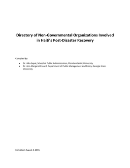 Directory of Non-Governmental Organizations Involved in Haiti's