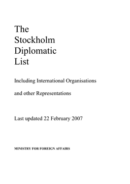 The Stockholm Diplomatic List