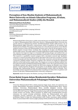 Perception of Non-Muslim Students of Muhammadiyah Metro University