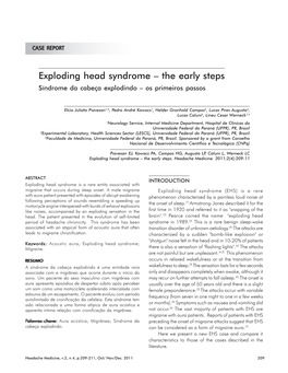 Exploding Head Syndrome – the Early Steps Síndrome Da Cabeça Explodindo – Os Primeiros Passos