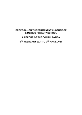 Proposal on the Permanent Closure of Limerigg Primary School