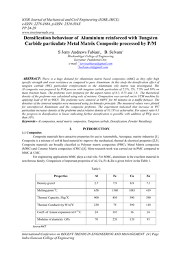 Densification Behaviour of Aluminium Reinforced with Tungsten Carbide Particulate Metal Matrix Composite Processed by P/M