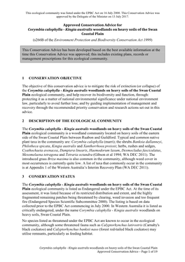 Approved Conservation Advice for Corymbia Calophylla