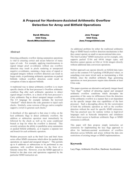 Hardware Assisted Arithmetic Overflow Detection