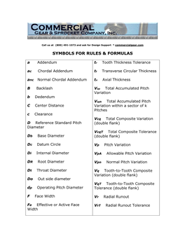 Symbols for Rules & Formulas