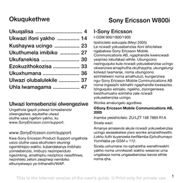 Okuqukethwe Sony Ericsson W800i