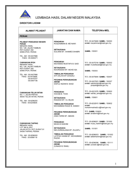 ALAMAT PEJABAT JAWATAN DAN NAMA TELEFON/E-MEL