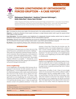 CROWN LENGTHENING by ORTHODONTIC FORCED ERUPTION – a CASE REPORT IJCRR Section: Healthcare Sci