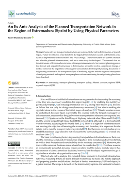 An Ex Ante Analysis of the Planned Transportation Network in the Region of Extremadura (Spain) by Using Physical Parameters