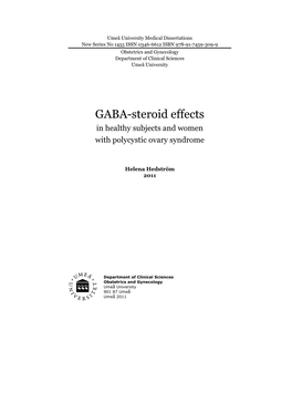 GABA-Steroid Effects in Healthy Subjects and Women with Polycystic Ovary Syndrome