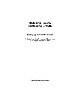 Reducing Poverty Sustaining Growth