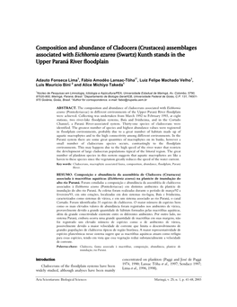 Crustacea) Assemblages Associated with Eichhornia Azurea (Swartz) Kunth Stands in the Upper Paraná River Floodplain