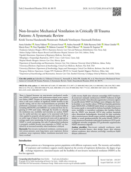 Non-Invasive Mechanical Ventilation in Critically Ill Trauma Patients