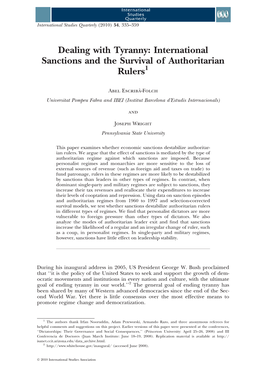 International Sanctions and the Survival of Authoritarian Rulers1