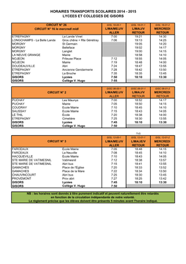 Horaires Lycées Gisors