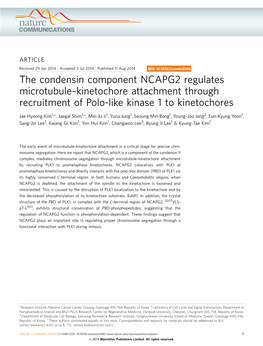 The Condensin Component NCAPG2 Regulates Microtubule–Kinetochore Attachment Through Recruitment of Polo-Like Kinase 1 to Kinetochores