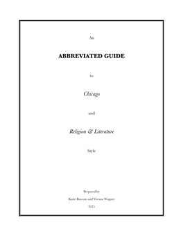 Abbreviated Chicago Style Booklet