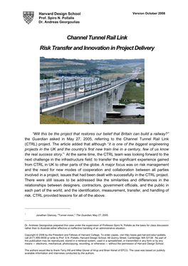 Channel Tunnel Rail Link Risk Transfer and Innovation in Project Delivery