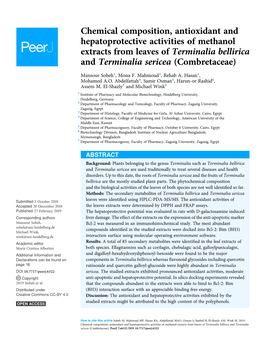 Chemical Composition, Antioxidant and Hepatoprotective Activities of Methanol Extracts from Leaves of Terminalia Bellirica and Terminalia Sericea (Combretaceae)