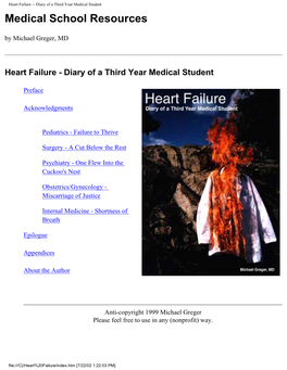 Heart Failure -- Diary of a Third Year Medical Student Medical School Resources by Michael Greger, MD