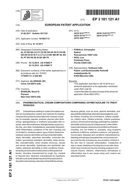 Pharmaceutical Cream Compositions Comprising Oxymetazoline to Treat Rosacea