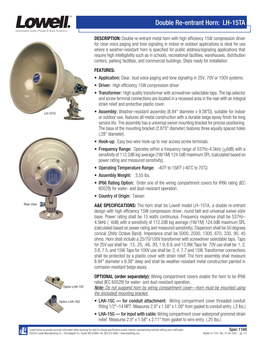 Double Re-Entrant Horn: LH-15TA