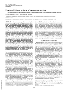 Pepsin-Inhibitory Activity of the Uterine Serpins