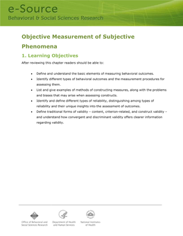 Objective Measurement of Subjective Phenomena