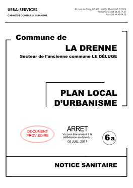 Commune De LA DRENNE Secteur De L’Ancienne Commune LE DÉLUGE